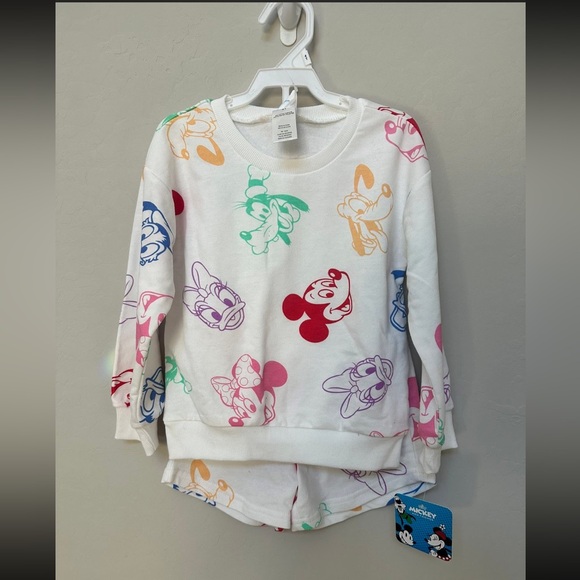 Disney Other - Disney Mickey & Friends Sweatshirt + Shorts Set | 4T | NWT